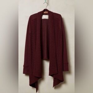 Anthropologie Saturday Sunday Neela Cable Cardi XL Burgundy